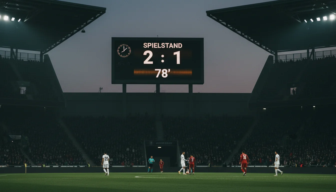 Live Wetten Quoten – Anzeigetafel im Fußballstadion mit Spielstand